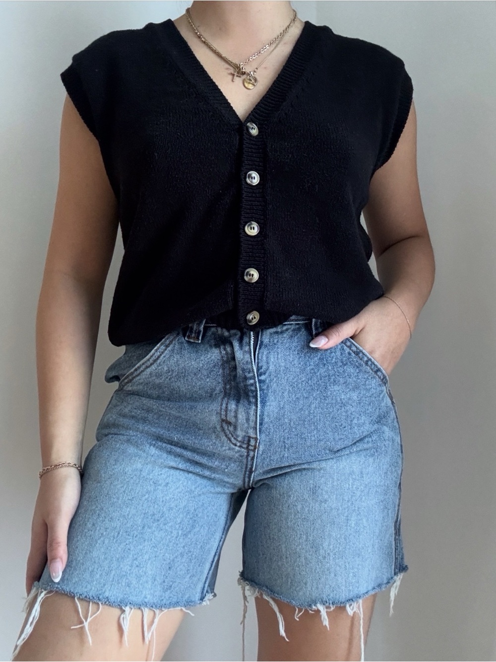 High-Waist Light Blue Denim Jean Shorts